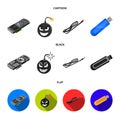 Video card, virus, flash drive, cable. Personal computer set collection icons in cartoon,black,flat style vector symbol Royalty Free Stock Photo