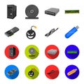 Video card, virus, flash drive, cable. Personal computer set collection icons in cartoon,flat style vector symbol stock Royalty Free Stock Photo