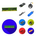 Video card, virus, flash drive, cable. Personal computer set collection icons in cartoon,flat style vector symbol stock Royalty Free Stock Photo