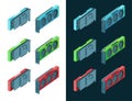 Video cards isometric color drawings Set