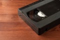 Video cassette close up on wood Royalty Free Stock Photo