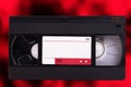 Video cassette, VHS, Pal Secam, Red-black blurred retro background