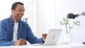 Video Chat by Handsome Afro-American Man Royalty Free Stock Photo