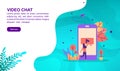 Video chat illustration concept with character. Template for, banner, presentation, social media, poster, advertising, promotion Royalty Free Stock Photo