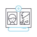 video chat line icon, outline symbol, vector illustration, concept sign Royalty Free Stock Photo