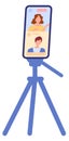 Video chat on smartphone screen. Digital communication gadget