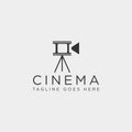 video cinema with tripod stand simple logo template with black color vector illustration icon element isolated