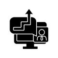 Video coaching black glyph icon