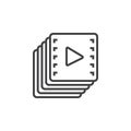 video collection line icon, playlist outline logo illustr