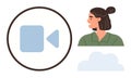 Video Communication Concept with Camera Icon, Profile of Person, and Cloud Symbol Royalty Free Stock Photo