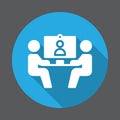 Video conference flat icon. Round colorful button, circular vector sign with long shadow effect Royalty Free Stock Photo