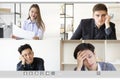 video conference group chat wfh tired team screen Royalty Free Stock Photo