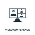 Video Conference icon. Simple element from new normality collection. Filled monochrome Video Conference icon for