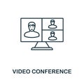 Video Conference icon. Simple element from new normality collection. Filled monochrome Video Conference icon for