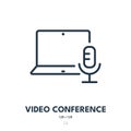 Video Conference Icon. Webinar, Video Call, Talk. Editable Stroke. Vector Icon