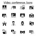 Video conference icons set vector illustration graphic design