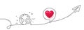Video conference line icon. Virtual presentation sign. Continuous line with plane. Vector