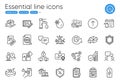 Video conference, Lock and Work home line icons. For website, printing and application. Vector