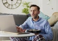 Video conference of a man working at home Royalty Free Stock Photo