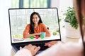 Video conference, Work from home, Asian woman making video call to business team with virtual web, Contacting asia colleague by Royalty Free Stock Photo