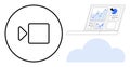 Video conferencing and cloud-based data analysis on a laptop with analytical charts and graphs Royalty Free Stock Photo