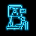 video consultation neon glow icon illustration