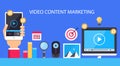 Video content marketing. Flat illustration.