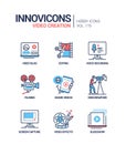 Video creation - line design style icons set