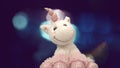 Toy unicorn dancing with lens flare