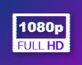 Video dimension label. Video resolution 1080 badge. Glitch icon. Vector stock illustration.