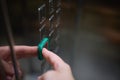A video displaying a closeup view of someone pushing elevator buttons in an office building Royalty Free Stock Photo