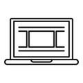 Video edit laptop icon, outline style