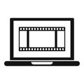 Video edit laptop icon, simple style