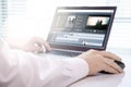 Video editing with laptop. Professional editor working. Royalty Free Stock Photo