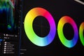 Video editing, post production - closeup of color scopes in editing software