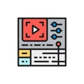 Video editing software, cinema production flat color line icon. Royalty Free Stock Photo