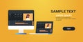 Video editor laptop computer monitor with interface of application or software for editing blogging motion design studio Royalty Free Stock Photo
