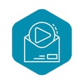 Video email sent icon, outline style