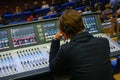 Video engineer`s console at the event