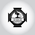 Video equipment vector logo. Video equipment rentals logo. Film shooting emblem.