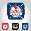 Video equipment vector logo. Video equipment rentals logo. Film shooting emblem.