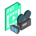 Video file icon, isometric style Royalty Free Stock Photo