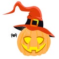 Halloween pumpkin vector red witch hat ready for Halloween party eps