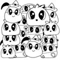 Doodle in cutey character cartoon pattern design Royalty Free Stock Photo