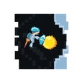 video game avatar with fire balls pixelated Royalty Free Stock Photo