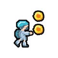 video game avatar with fire balls pixelated Royalty Free Stock Photo