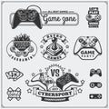 Video game club emblems, labels, icons, badges and design elements.