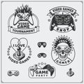 Video game club emblems, labels, icons, badges and design elements.