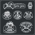 Video game club emblems, labels, icons, badges and design elements.
