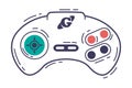 Video Game Console Controller, Video Game Player Modern Accessory Device Hand Drawn Vector Illustration Royalty Free Stock Photo